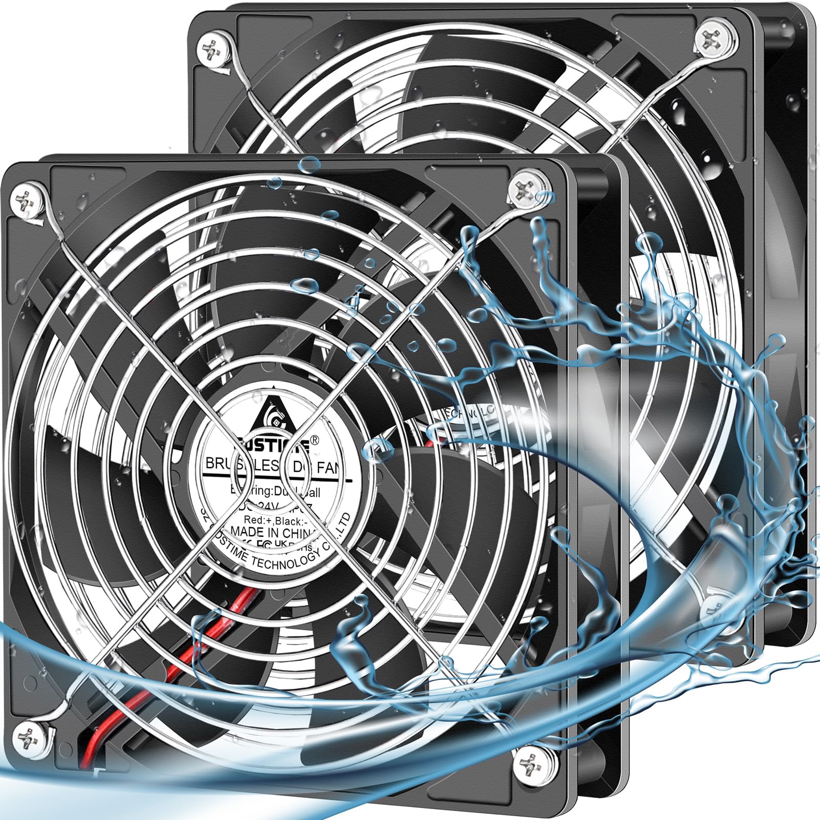 GDSTIME Ventilador impermeable IP67 de 120 mm x 25 mm, 24 V CC, paquete de 2