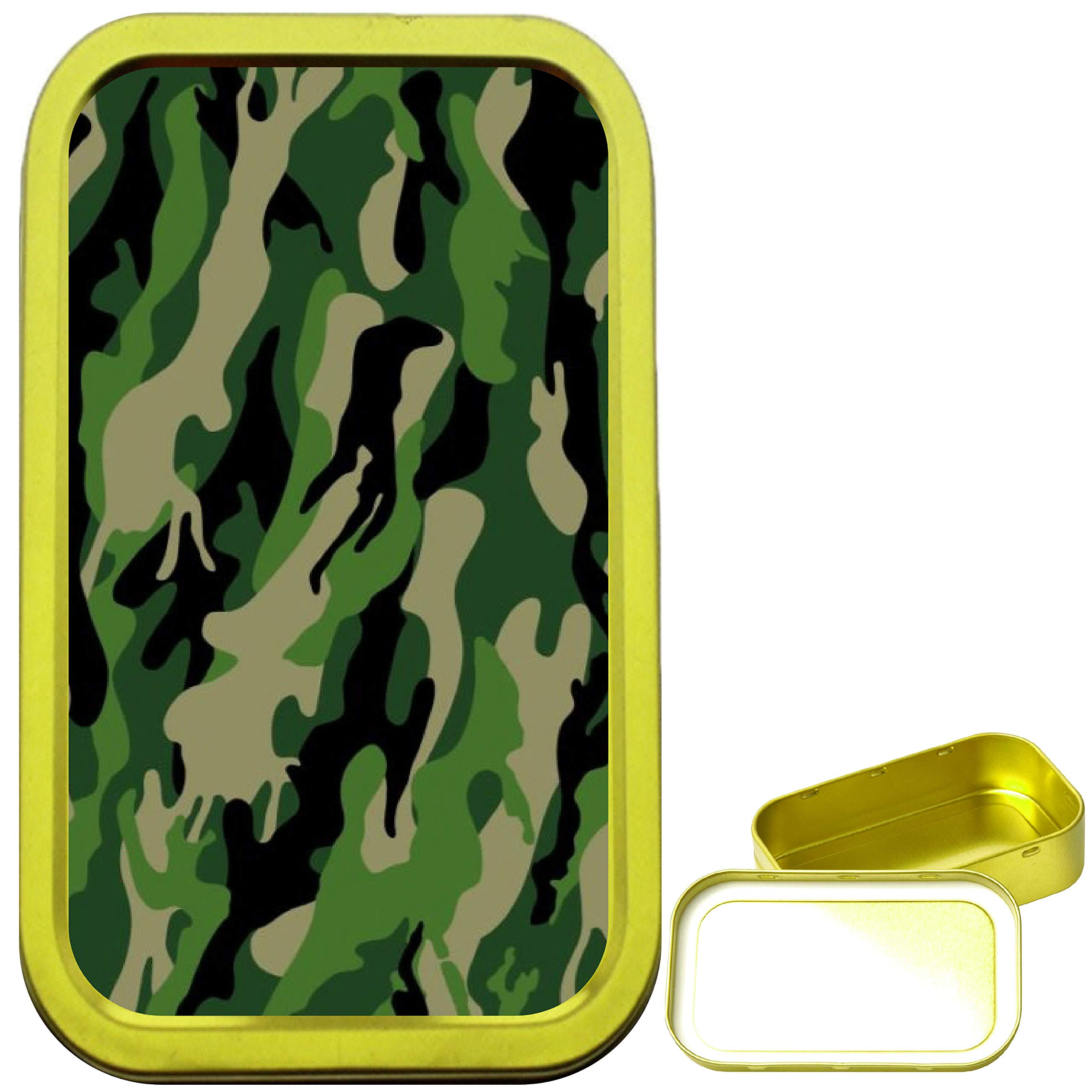 TEEZ Woodland Camouflage 1oz Gold Tobacco Tin, Airtight Sealed Tobacco Tin
