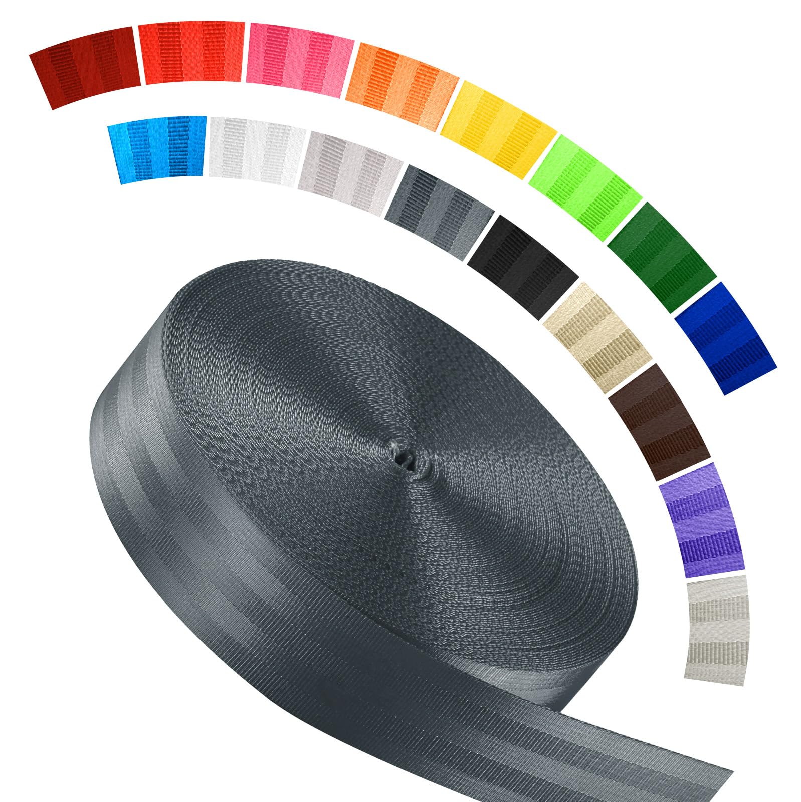 Polyester Webbing Strap 16+Colors – 1"&amp;1.5"&amp;1.9" – 16.5 25 33 55 Yards Heavy Duty Webbing Roll, Flat Webbing Strap for Indoor&amp;Outdoor Gear, DIY Crafting, Repairing