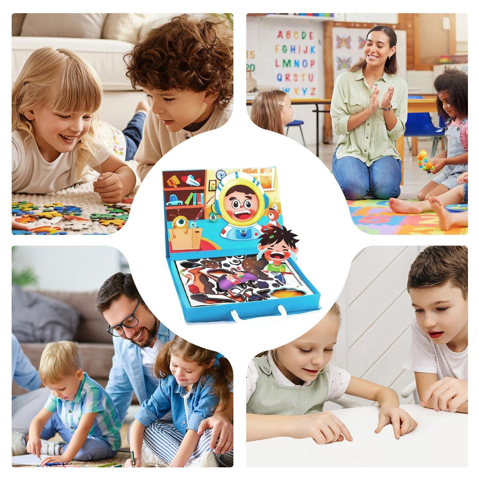 Générique Magnetisches Puzzle mit Gesicht – doppelseitiges | Simulationsspiel für Kinder, Kleinkinder mit kreativer Funktion, magnetische Puzzles für Mädchen, , Schule, Haus,