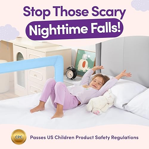 Miniatura 8 de ComfyBumpy Riel de cama para niños pequeños  Rieles de cama para niños, cama individual, matrimonial, Queen y King - Protector de riel ajustable