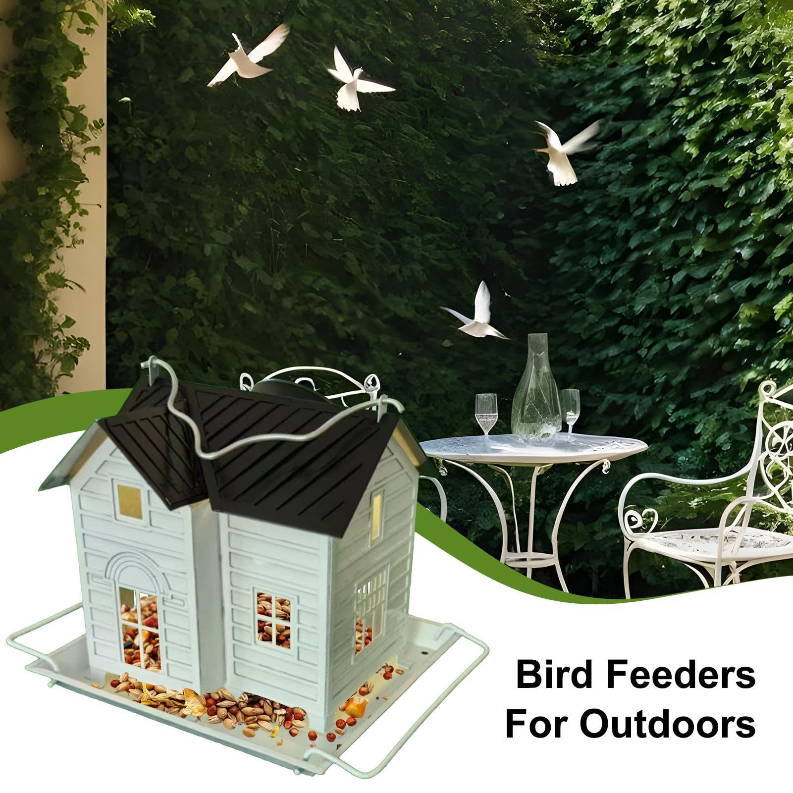 Solar Bird Feeder, wiszący metalowy podajnik hummingbird, stacja karmienia Bluebird, wbudowana lampa solarna LED, odporna na pogodę żelazna konstrukcja, ogród farmhouse balkon