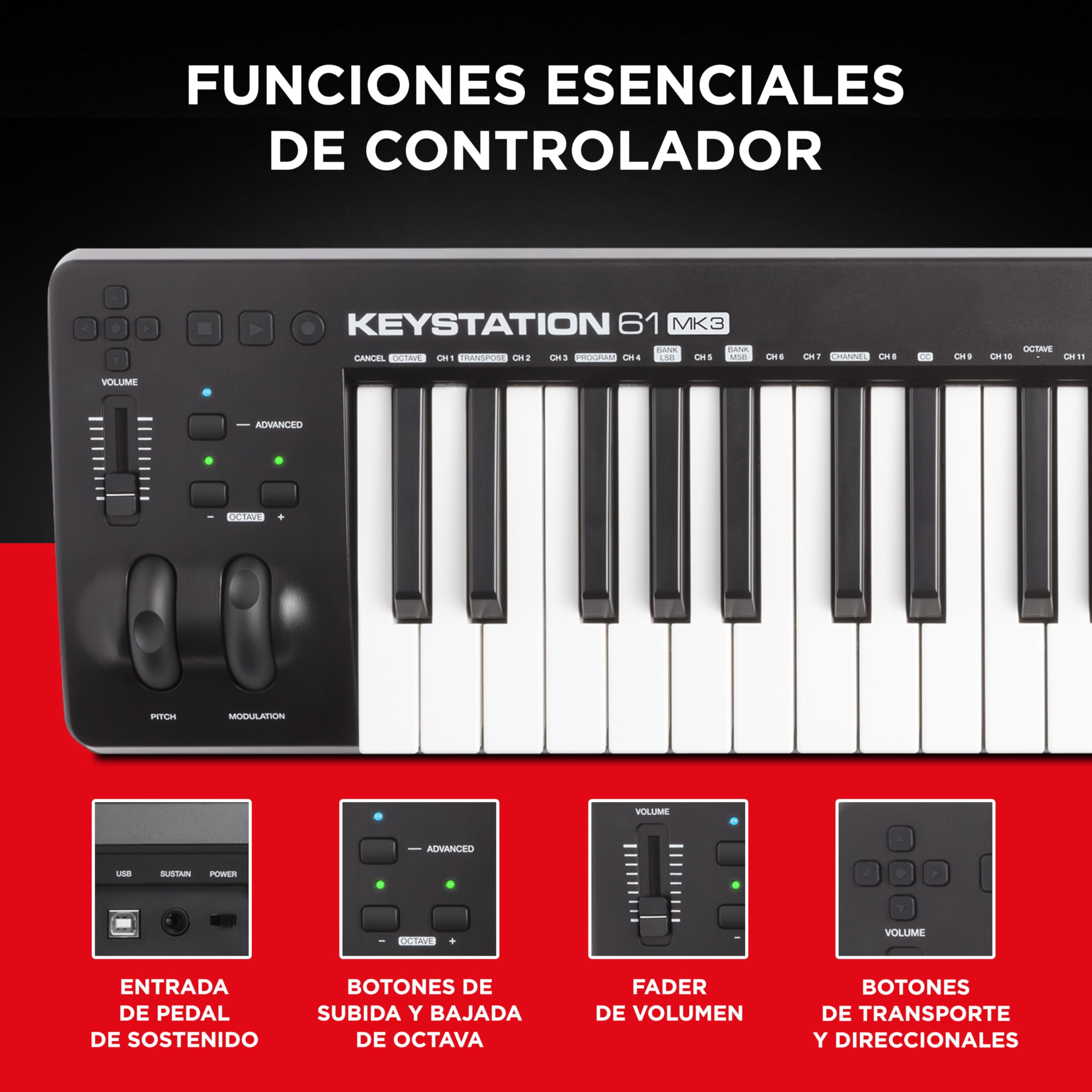 M-AUDIO Keystation 61MK3 Compact 61-Key MIDI Controller Keyboard