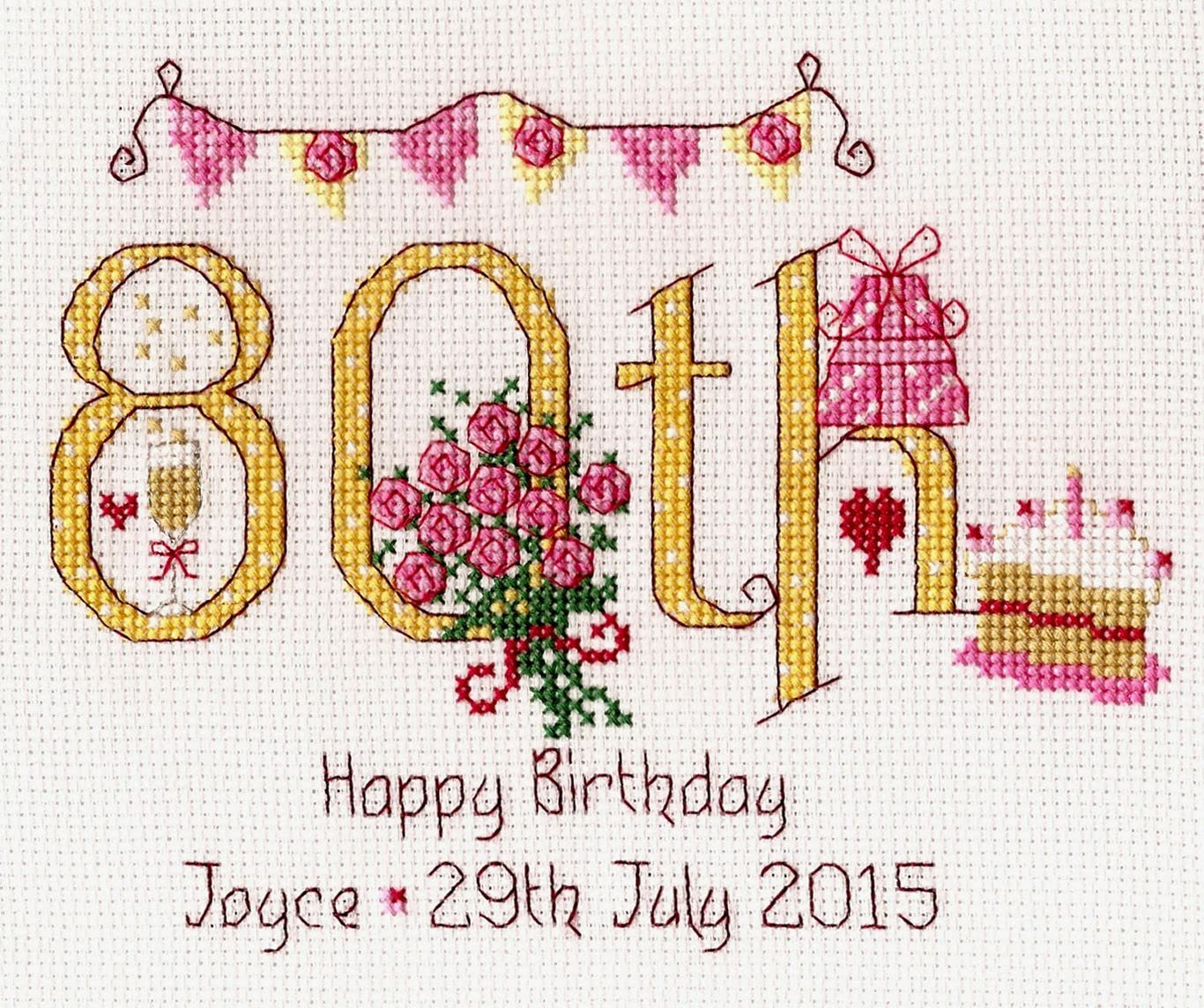 Nia 80th Birthday Numbers Cross Stitch Kit