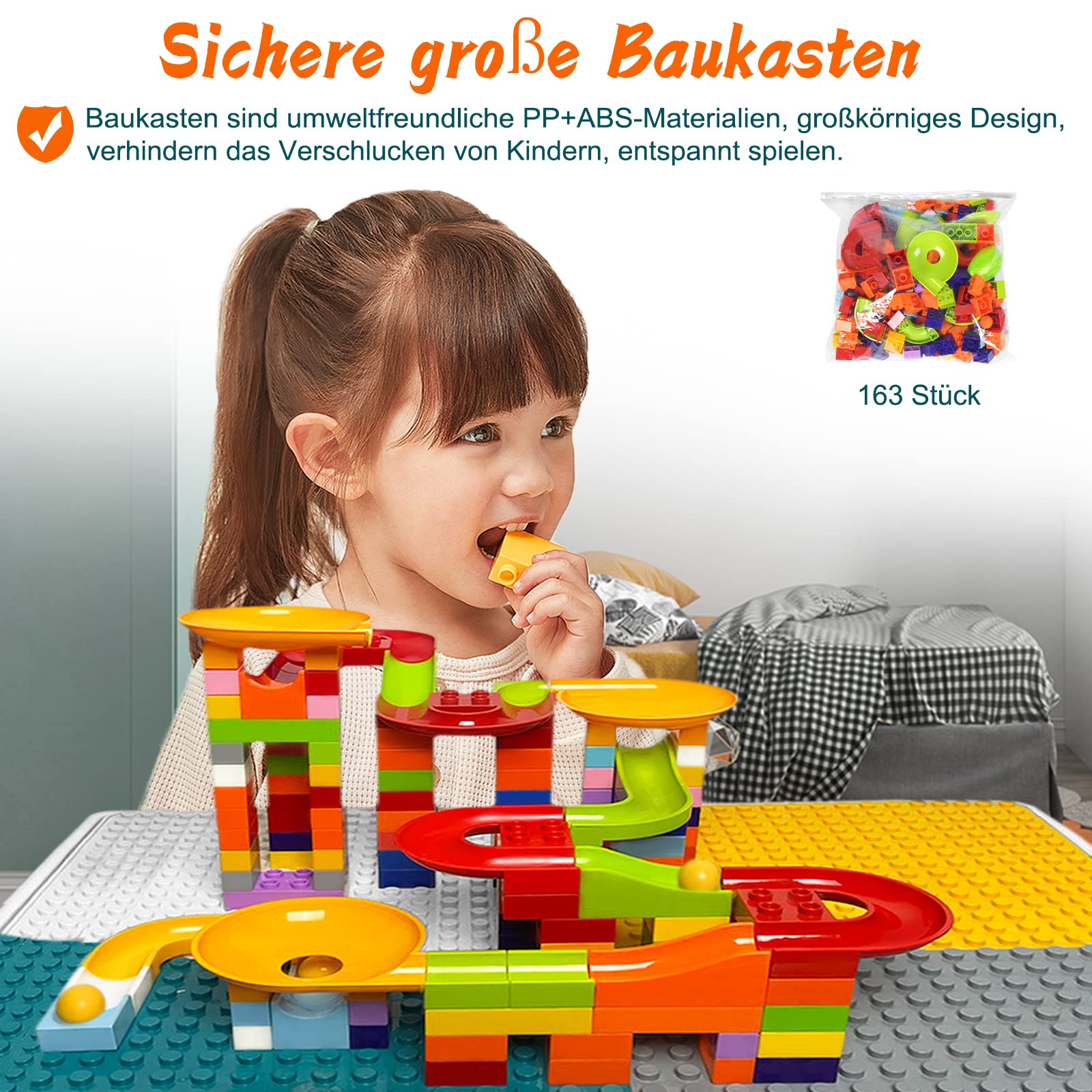 Kinder Tisch Stuhl Set 6-in-1 Kindertisch mit 2 Stühle Doppelseitiger Tischplatte Bausteine Spieltisch Aktivitätstisch mit Multifunktionaler Stauraum für Kinder Lernen Spielen Kindermöbel