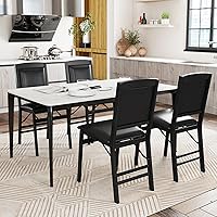 Vista 2 de Giantex Juego de 4 sillas de comedor plegables de madera negra con asiento acolchado, marco de madera maciza, carga máxima de 400 libras, sin