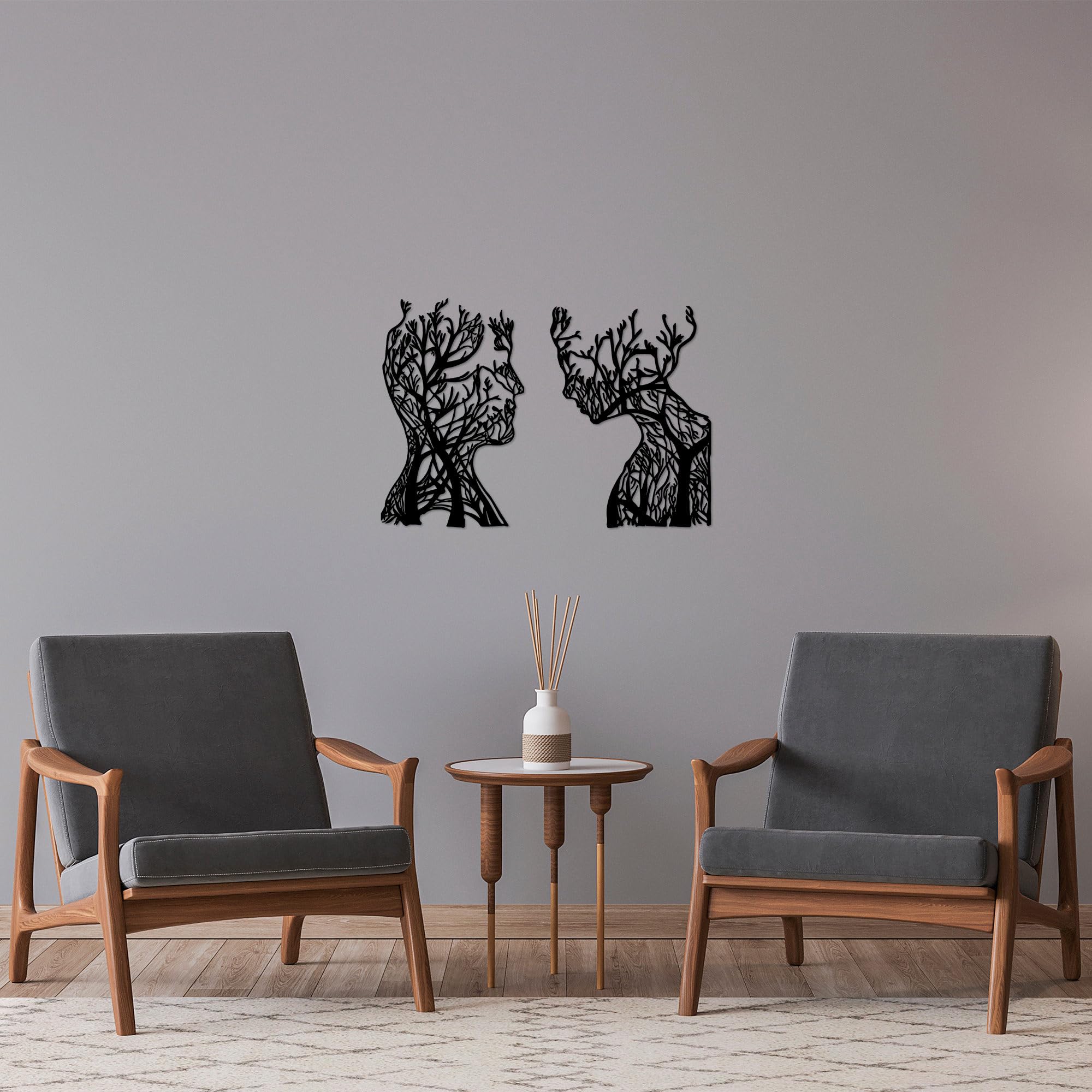Stylish Black Decorative Metal Wall Accessory, 27 x 43 cm & 28 x 38 cm, 100% Metal, 1.5 mm Thick, Perfect for Modern Home Decor & Accent Walls