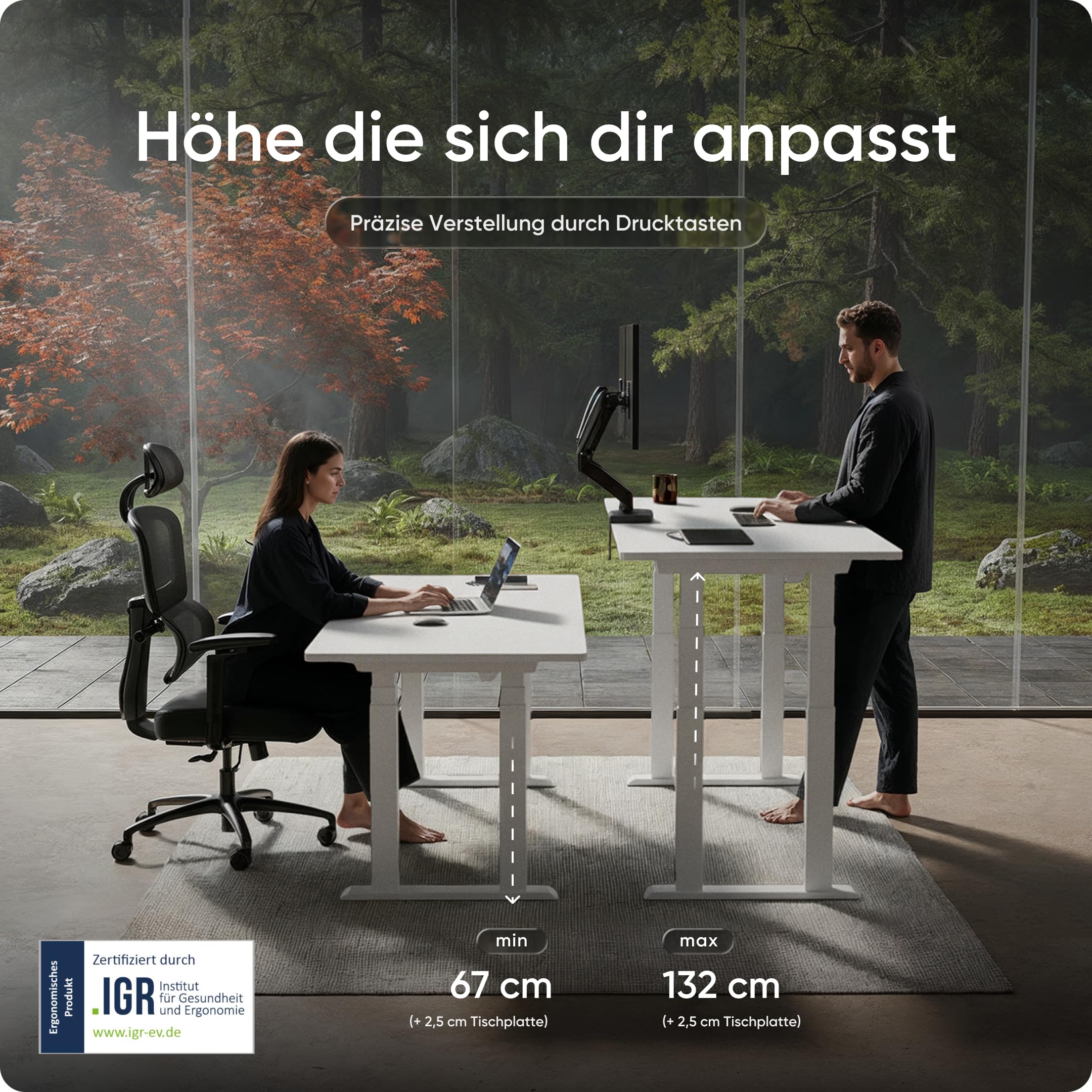 Titan - Höhenverstellbarer Schreibtisch Gestell (elektrisch) - Schreibtischgestell Höhenverstellbar mit Dual-Motor, Kollisionsschutz, Memory-Funktion, USB, 10 Jahre Gewährleistung (Weiß)