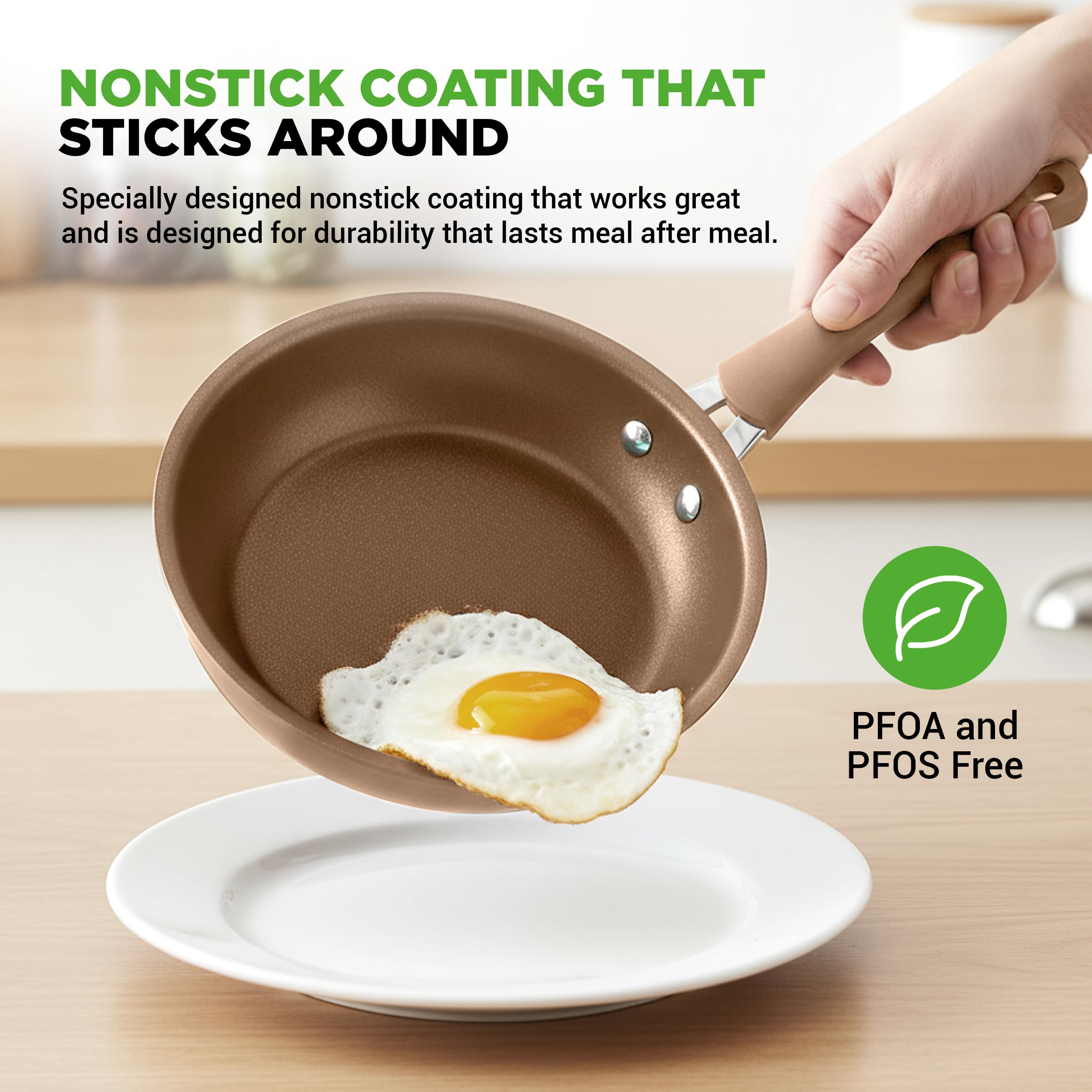 20-częściowy zestaw naczyń kuchennych do pieczenia nonstick - PTFE/PFOA/PFOS-Free Heat Resistant Lacquer garnki kuchenne Zestaw patelni do pieczenia z saucepanem, patelniami do smażenia, garnkami do