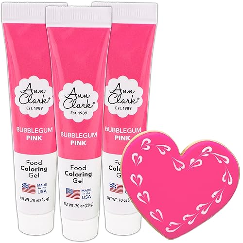 Ann Clark Pink - Gel colorante para alimentos, paquete de 3 tubos fabricados en Estados Unidos