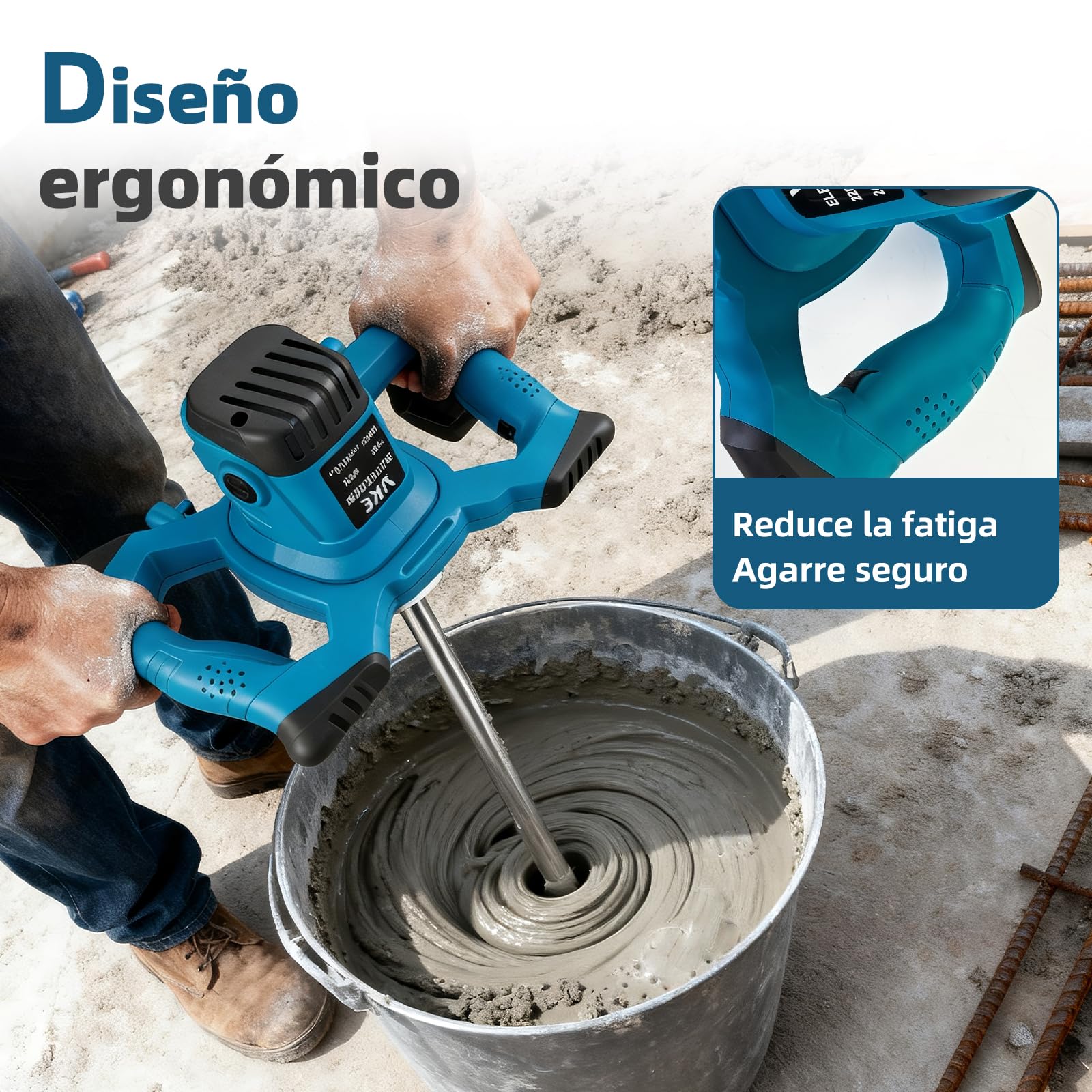 VKE Mezcladora de Mortero 2400W, Boîte à 6 Vitesses avec Sac de Rangement