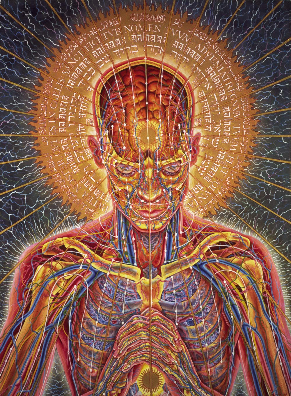 JWJQTLD Canvas Print Trippy Alex Grey Abstract Wall Art Canvas Painting Posters And Print Pictures Living Room Decoration Home Decor, 50X70Cm No Frame
