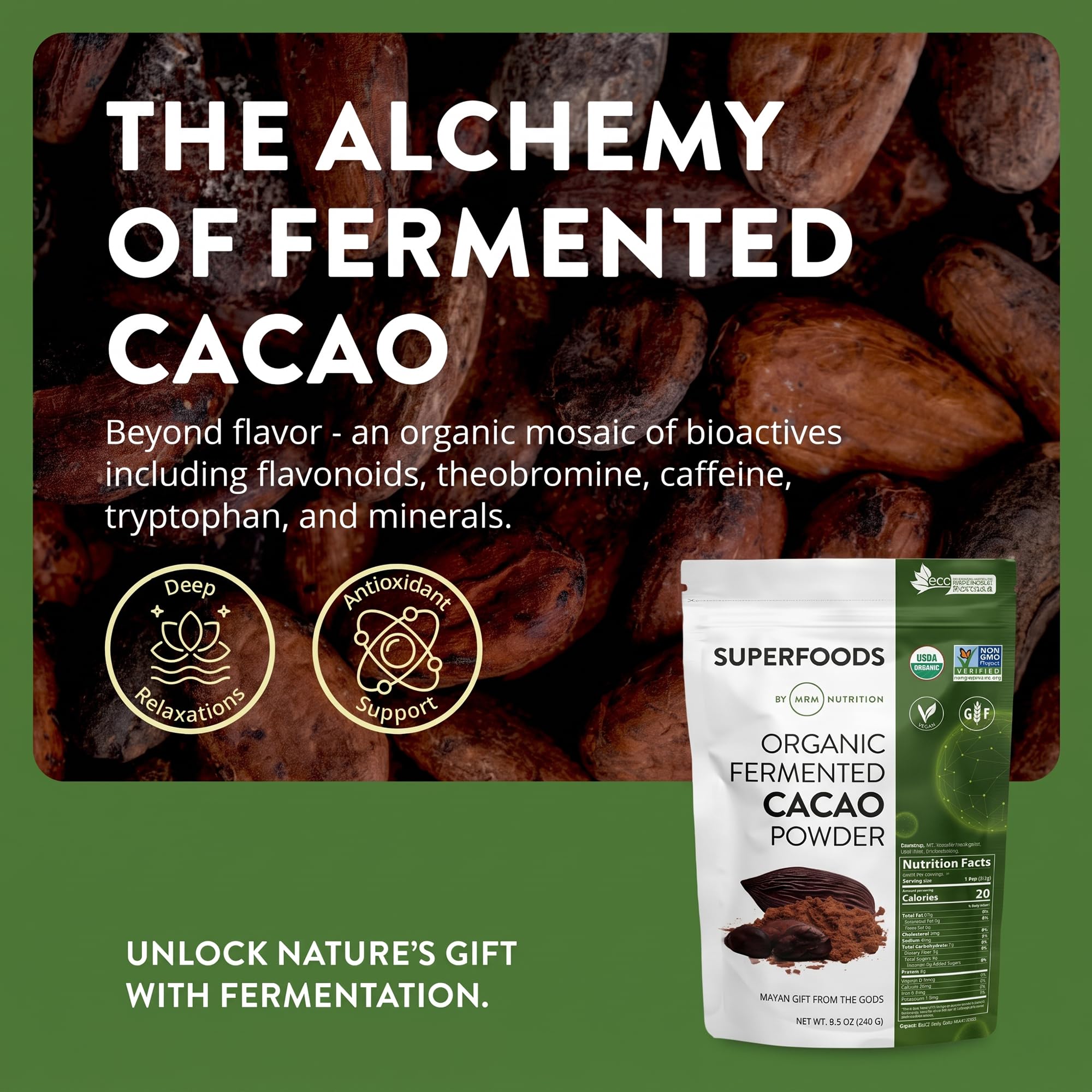 MRM Nutrition Organic Fermented Cacao Powder with Flavonoids - 43 Servings — Amazon image 5