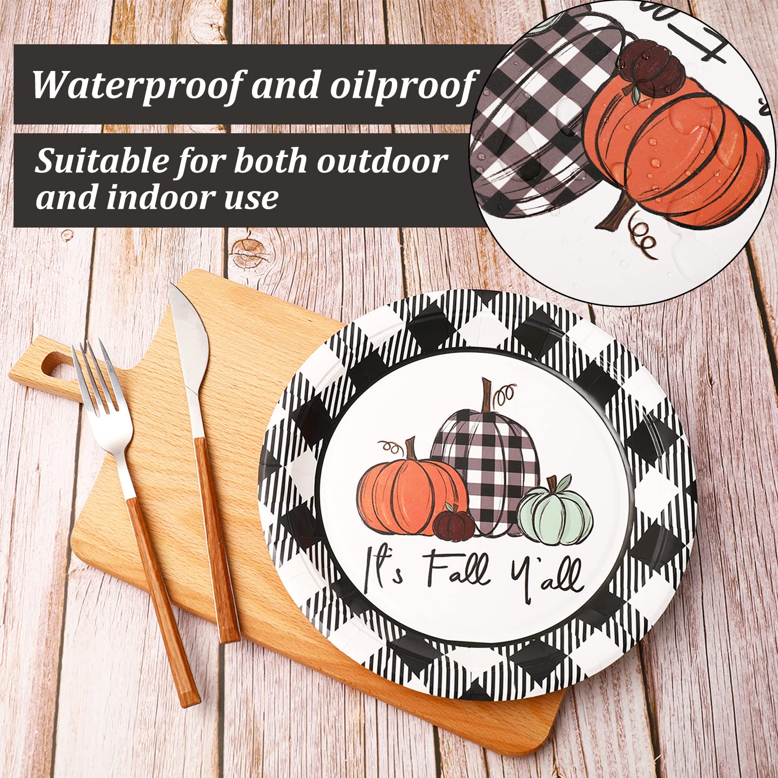 Herbst-Partygeschirr Für 24 Gäste – Pappteller & Servietten Mit Ahornblatt & Kürbis