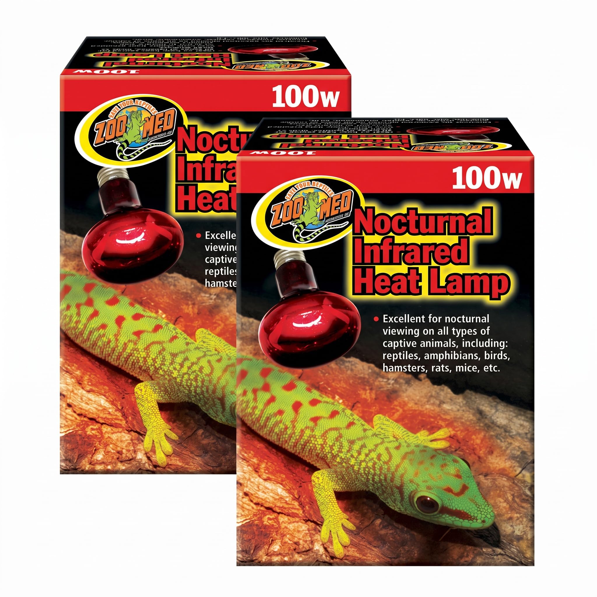 Zoo Med Nocturnal Infrared Heat Lamp, 100 Watts (Pack of 2)