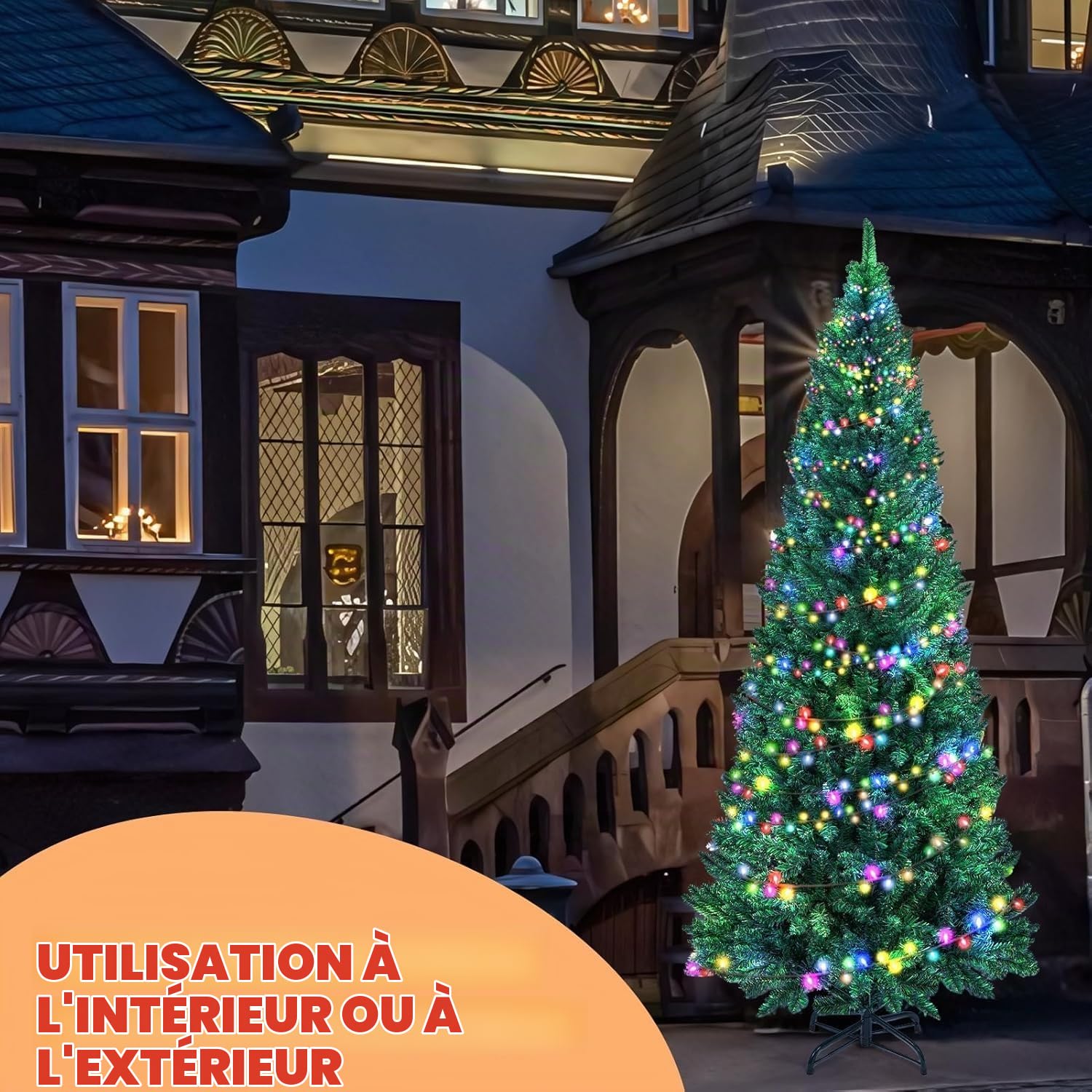 Sapin de Noël artificiel 180 cm Éléments moulés par injection réalistes Avec sac de rangement