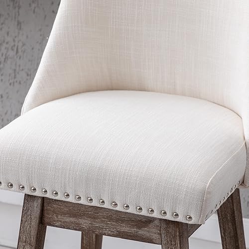 Miniatura 7 de DM Furniture Taburetes de bar de 27.5 pulgadas de altura de mostrador, taburetes de cocina modernos de lino con patas traseras de madera, taburetes