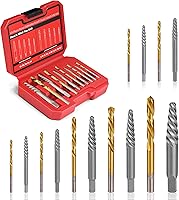 HOME 14-Piece Screw Extractor Set with Left Hand Drill Bits - 35# Cr-Mo & 6542 HSS Steel for Stripped Screws & Broken Bolts