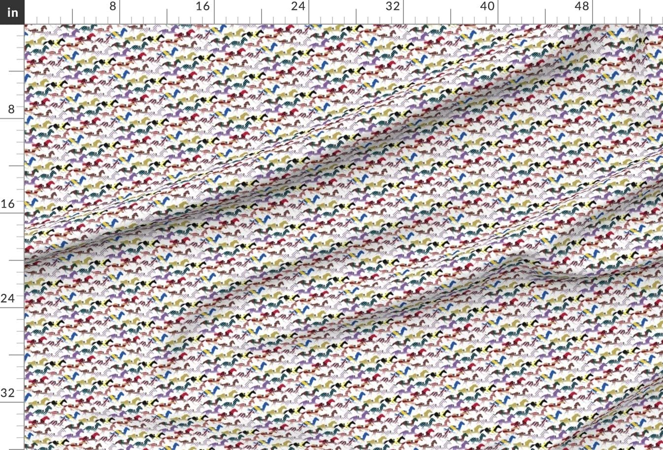 Spoonflower Fabric - Off Horse Pattern Racing Horses Equestrian Printed on Minky Fabric by The Yard - Sewing Baby Blankets Quilt Backing Plush