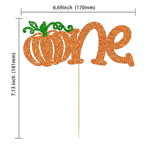 Miniatura 2 de Gyufise 1 decoración de calabaza con purpurina para decoración de pastel de primer cumpleaños, decoración para baby shower, primer cumpleaños,