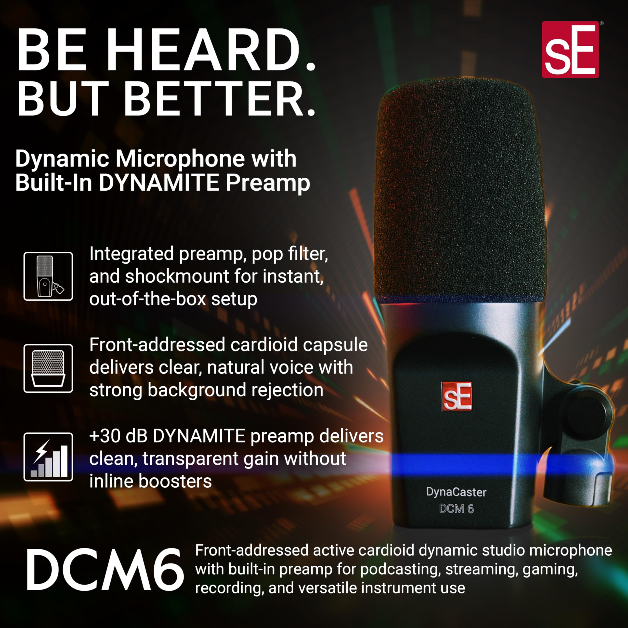 Amazon.com: SE ELECTRONICS DynaCaster DCM6 XLR Dynamic Microphone