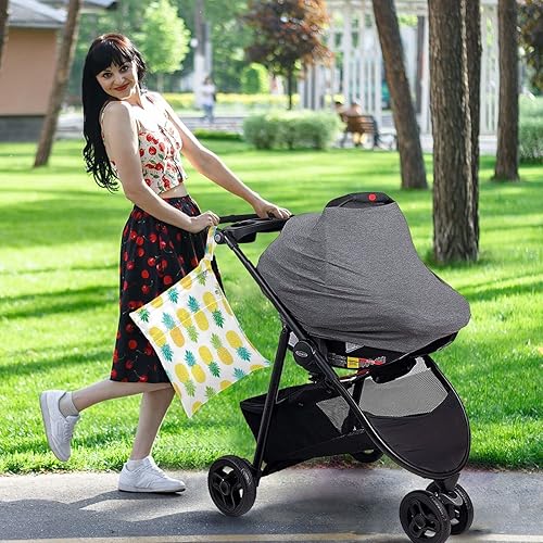 Miniatura 6 de ERKIES Cartoon Fruit Yellow Pineapple Wet and Dry Bags 2Pcs Waterproof Reusable Multifunctional Organizer with Zippered Pockets Can be Used for