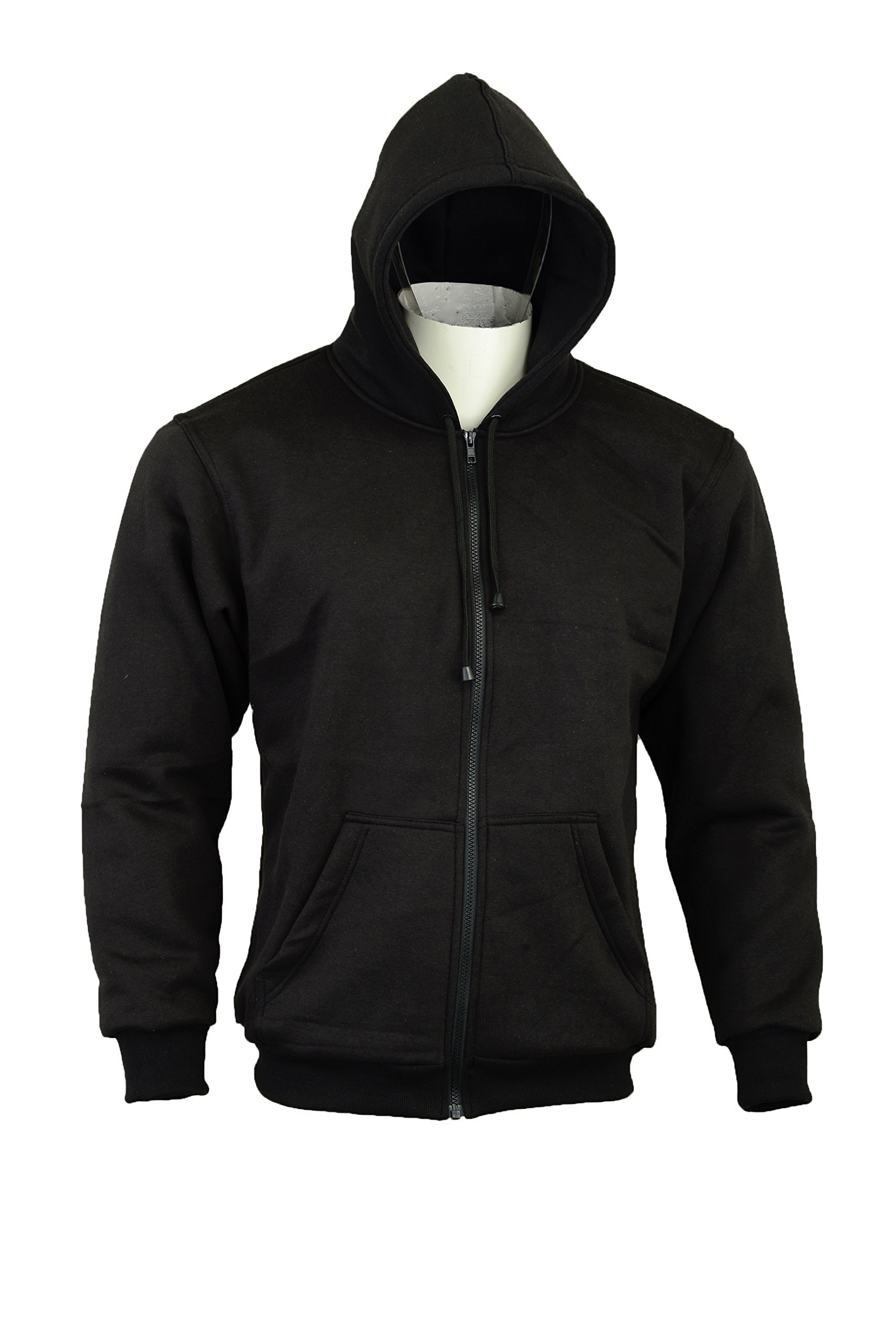 Australian Bikers Gear, Bikers Gear UK Motorradjacke mit Kapuze, Hoodie, Kapuzenjacke, vollständig gefüttert, Dupont™ Kevlar®, Aramidgewebe, CE-Protektoren, schwarz