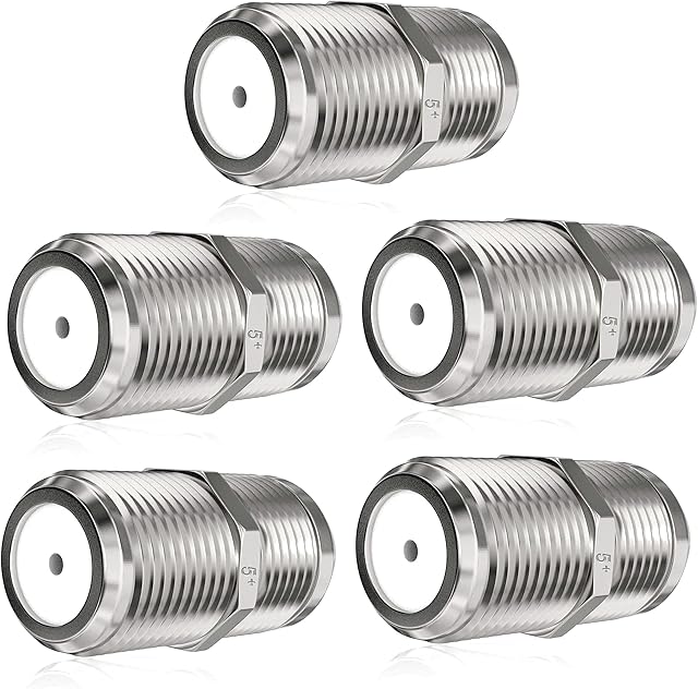 5 Plus Group 5 Pcs Micro F Type Connector Satellite Cable Female to Female Coupler Joiner Gender Changer