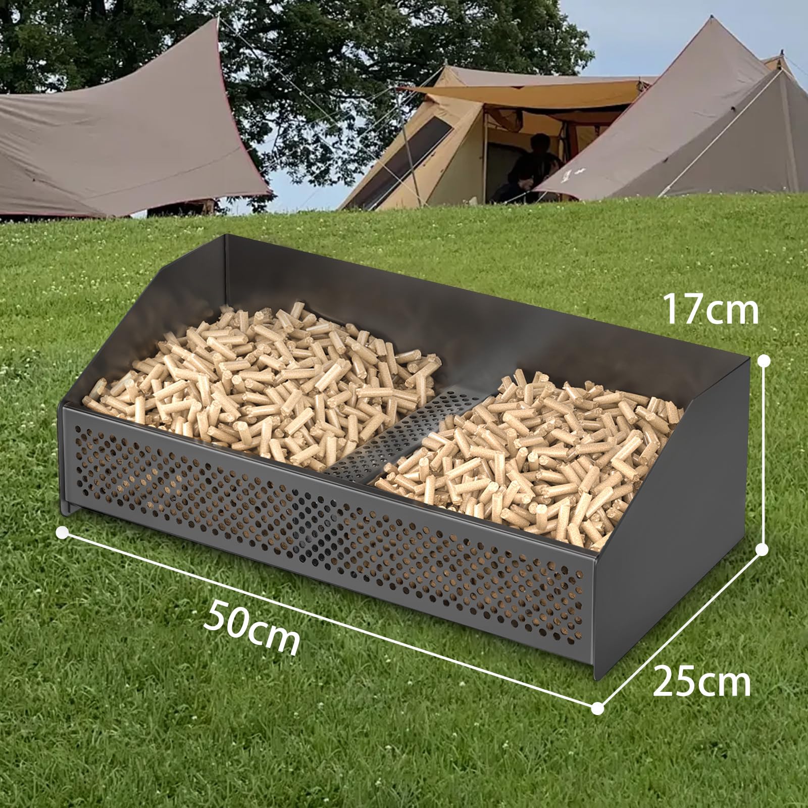 Pelletkorb für Kaminofen,Korb für Pelletbrenner,Pelletbrennkorb,50 x 25 x 17 cm,3.2kg, im Holzofen oder im offenen Kamin,Aktualisierte Fassung