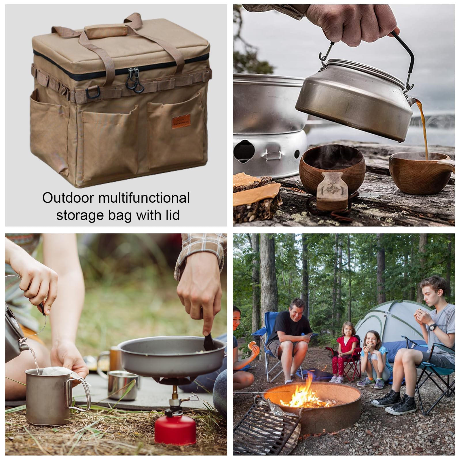 Torba Campingowa Wodoodporny Sprzęt Turystyczny z Hakami | Torba Przechowawcza z Uchwytami na Sprzęt Do Wędrówek, Backpackingu, Wędkarstwa, Podróży, Narzędzi I