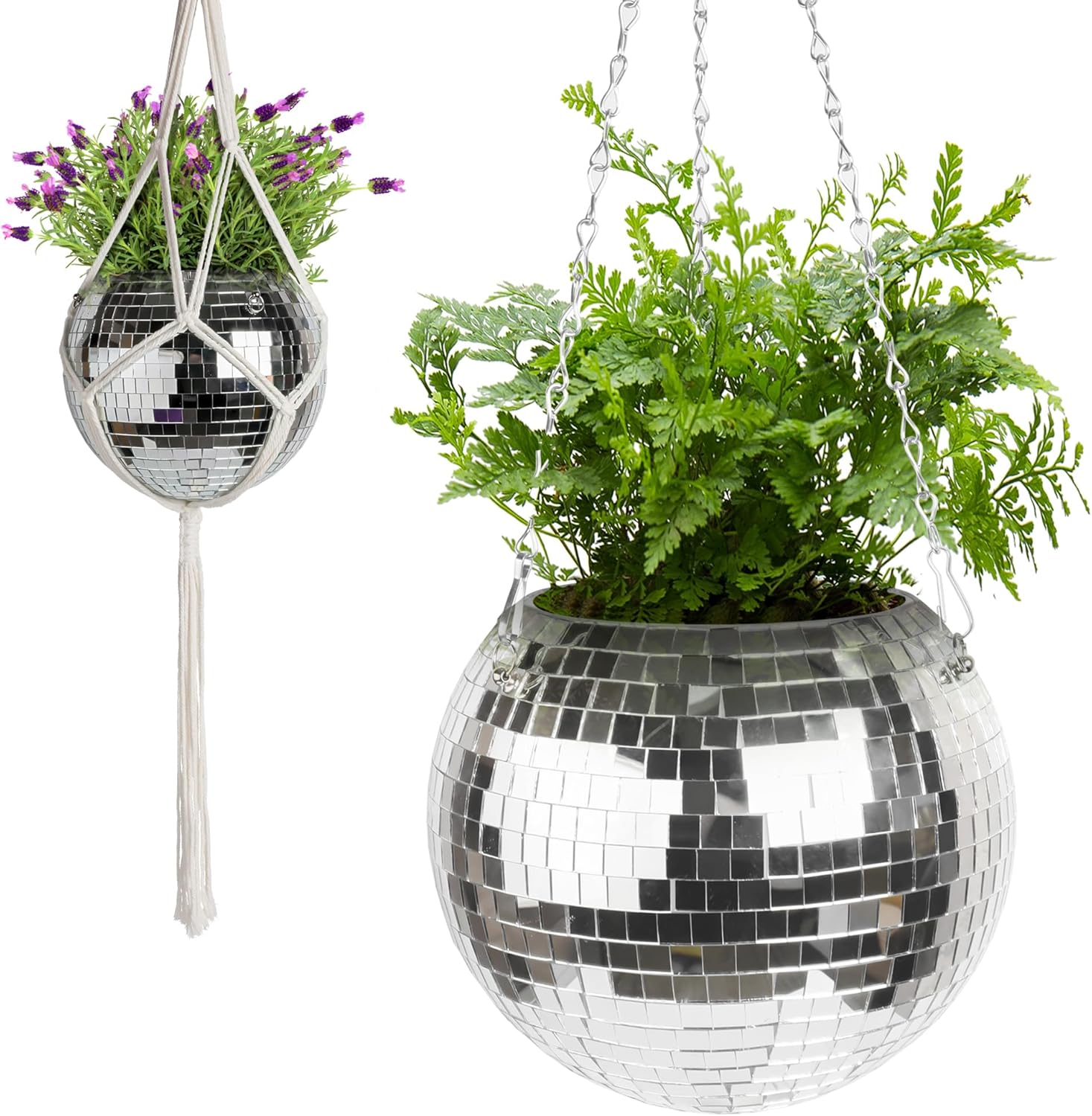 SOSMAR 8 inch Disco Ball Planter, Hanging Pots for Plants