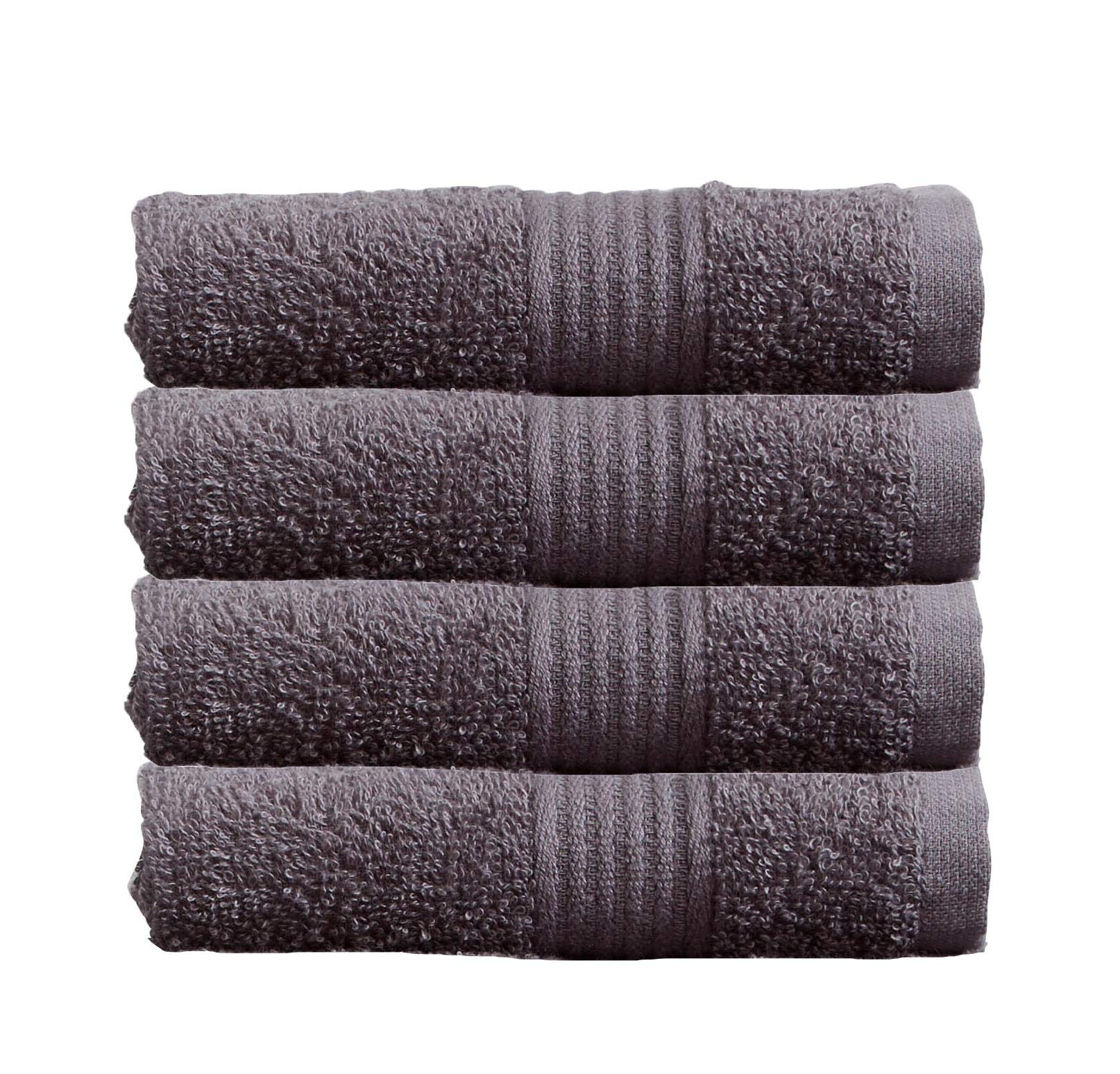 Olivia Rocco Egyptian Cotton Towels Home Bathroom Towel Set Bale Fade Resistant 500gsm Home Collection Bales Bath Sets, 4 Washcloths Charcoal