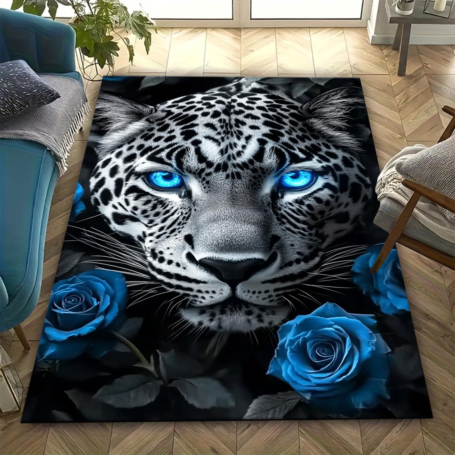 Paillasson de décoration intérieure léopard tapis poils courts 120x160cm