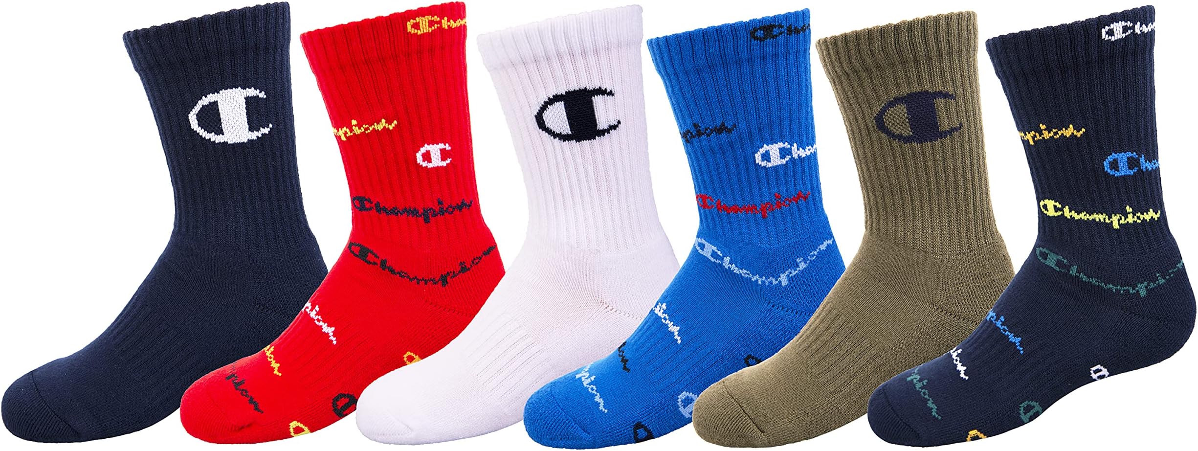 Kids' Kids' 6-pack Crew Socks With Color and Size Options