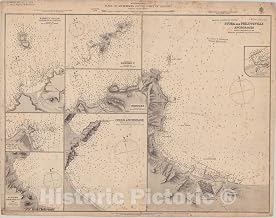 Historic Pictoric Map : Algeria Coast 1893, Mediterranean, Plans of anchorages on The Coast of Algeria, Antique Vintage Reproduction : 30in x 24in