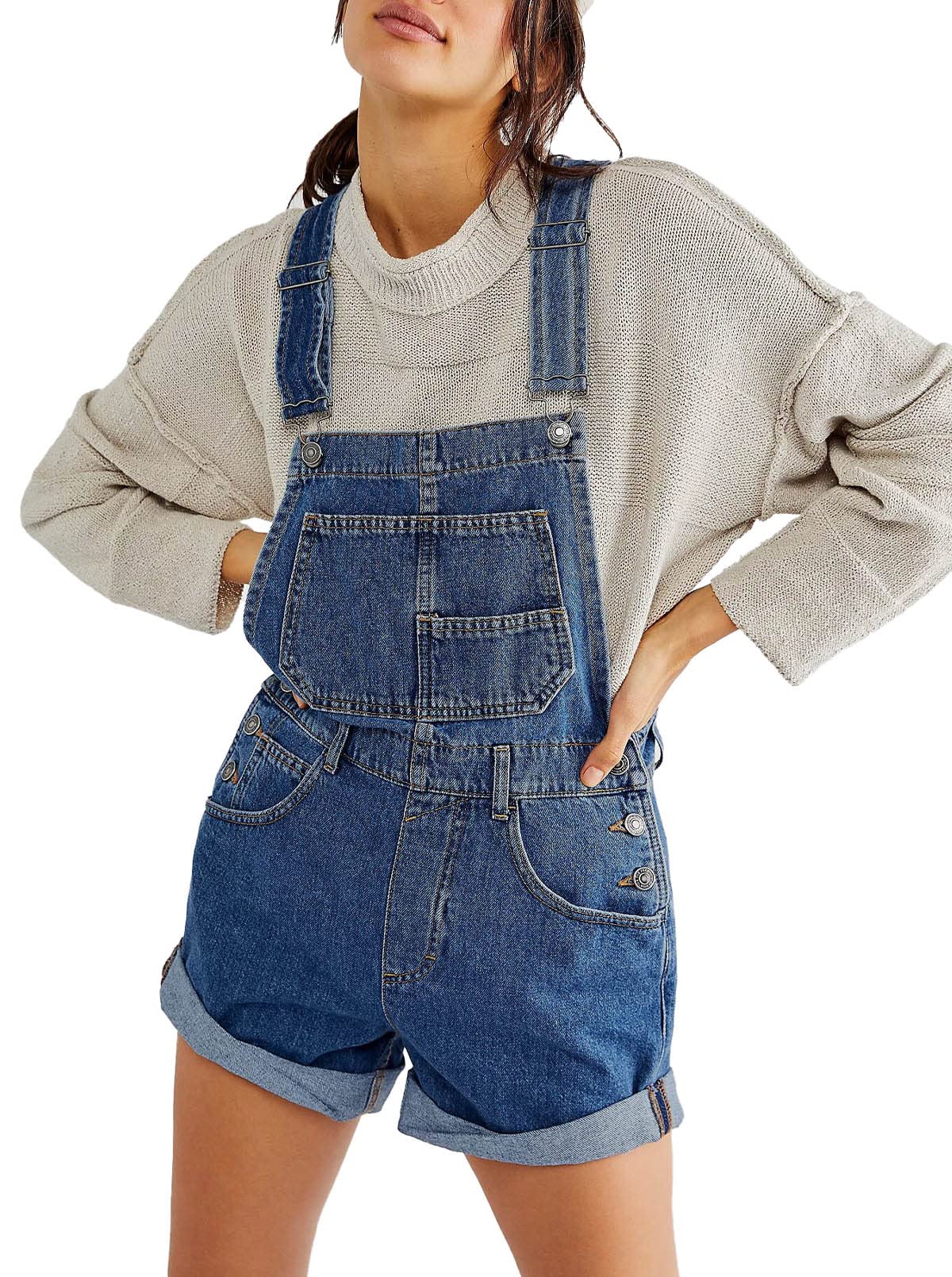 Sovoyontee Damen Jean Shortalls Träger Denim Overalls Shorts Strampler Jumpsuits