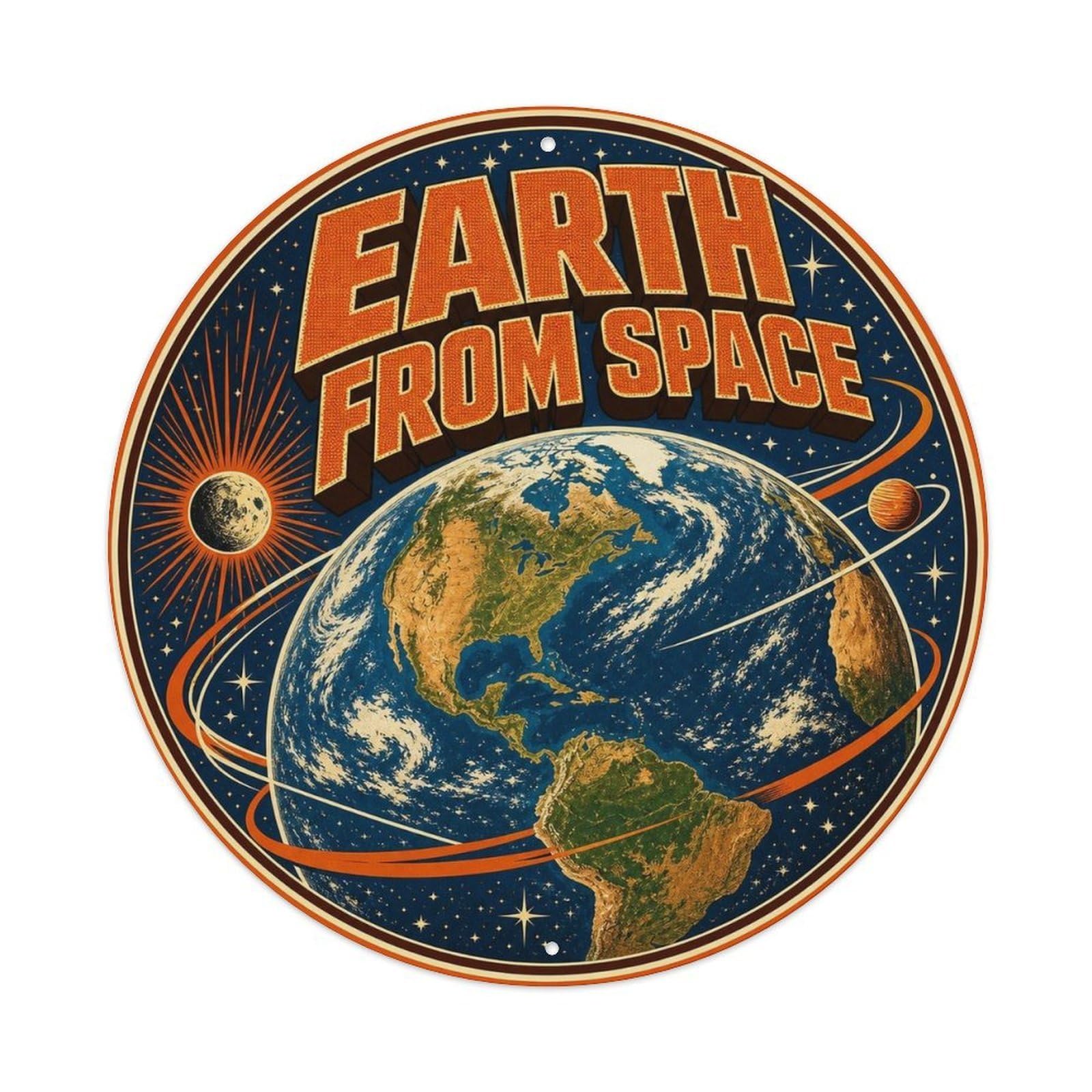 Cosmos Celestial Earth Blue Planet Starscape Metal Tin Sign
