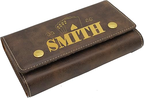 Miniatura 3 de Juego de cartas de juego personalizado y caja de regalo de dados  2 cubiertas y 5 dados dentro de la caja de soporte (cuero crudo con oro)