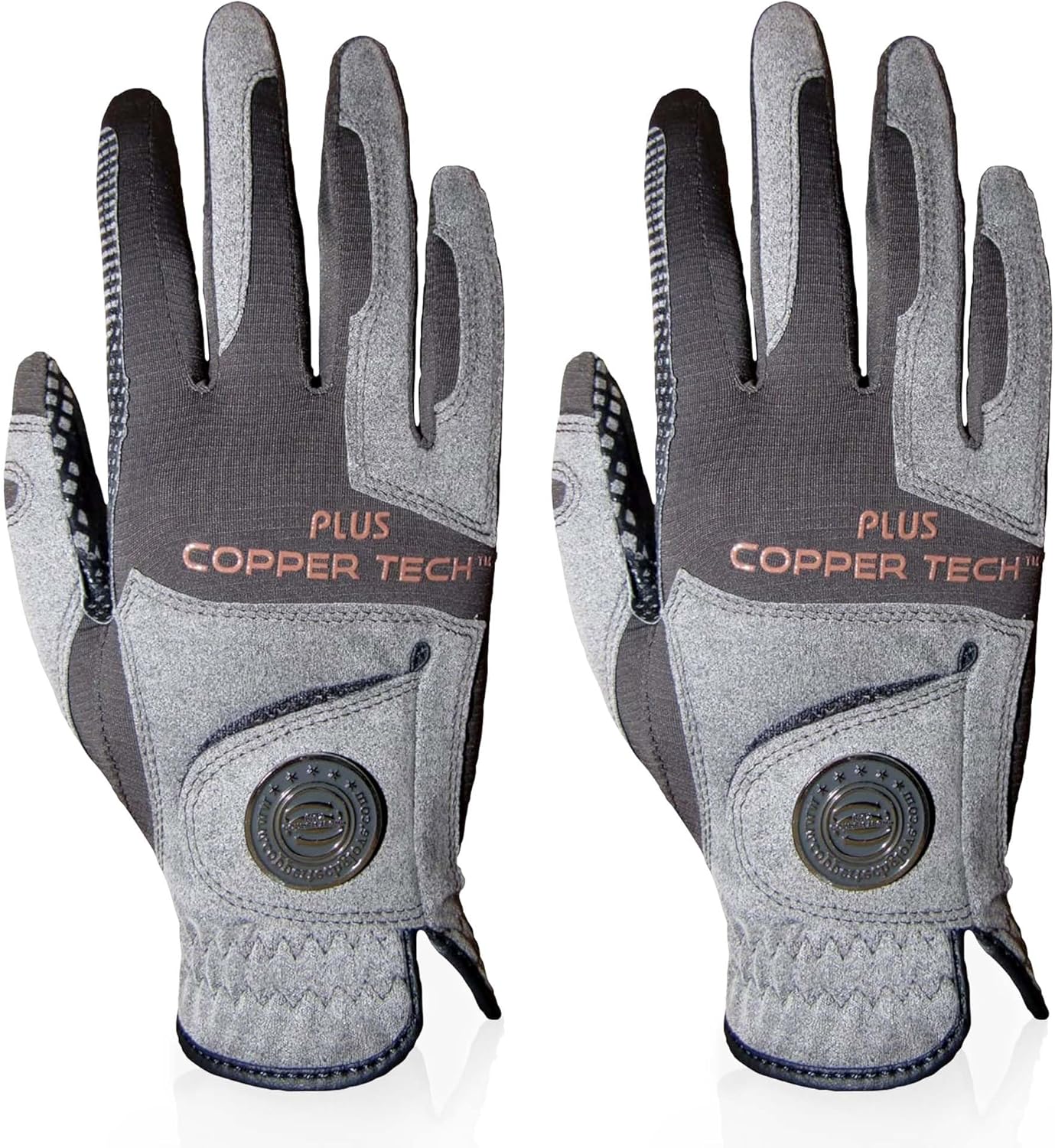 Copper Infused Golf Glove for Men – Charcoal/Grey (Combi) – 2 Pack – Compression Fit, Arthritis Relief, Non-Slip Grip – USGA Approved
