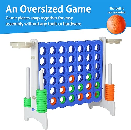 Miniatura 3 de SDADI Juego gigante 4 en una fila para niños y adultos, juego de plástico sin BPA para interiores y exteriores, perfecto para fiestas de vacaciones