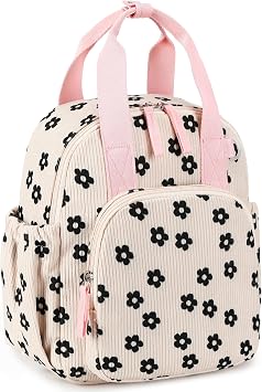 Bluboon Toddler Backpack for Girls Boys 2-4 Cute 12" Preschool Kindergarten Backpacks Kids Daycare Bags School Travel Black Flower-Beige, Age 2-4 12" H not Fit A4 Folder