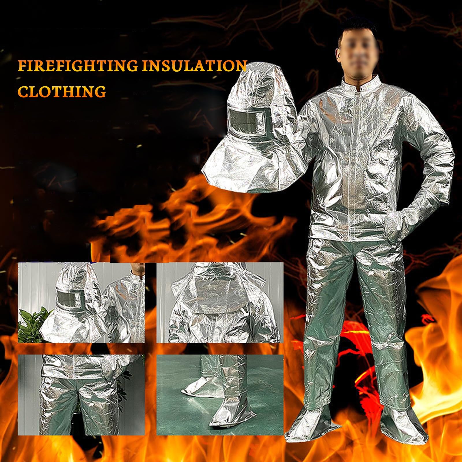 Traje De Aislamiento Térmico 1000 Grados Papel De Aluminio Resistente Al Fuego De Alta Temperatura Retardante De Llama Ropa Uniformes De Protección Contra Incendios