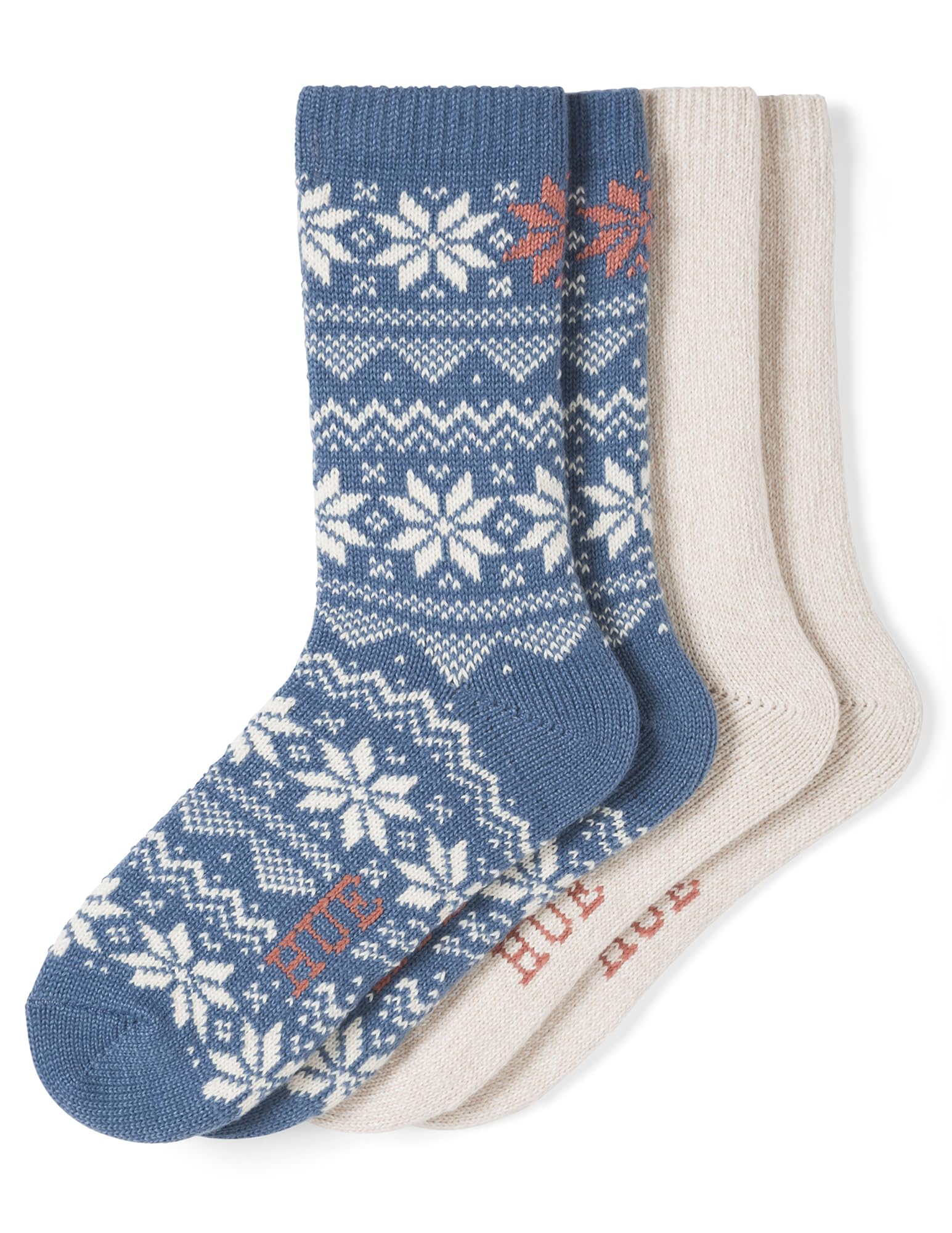 HUE womens Crew Length Boot Socks, 2 Pair Pack