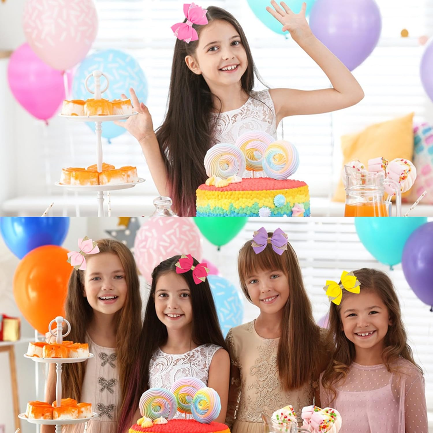 12pcs 4 Inch Hair Bows for Girls - Christmas Hair Clips with Alligator Clip, Glitter & Sparkly Ribbon Bows - Barrettes & Hairpins for Teens, Toddler, Kids - Image 5