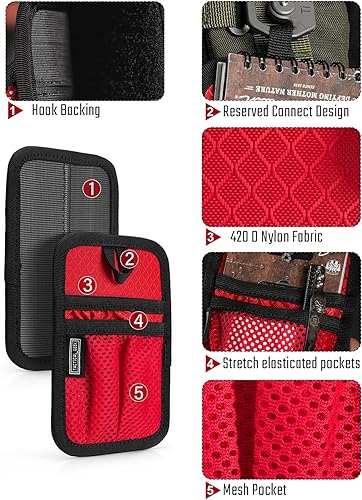 Vista 4 de TACTICAL_GEEK TCM4 Mini tablero organizador EDC, accesorios de mochila con panel trasero de gancho suave, panel de inserción de bolsa de TCM4-Rojo