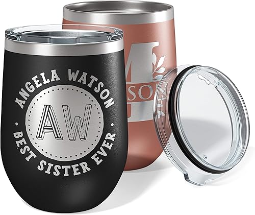 Regalos para el Día de la Madre para mamá, vaso de vino personalizado con tapa, 12 onzas, negro, regalos personalizados para mujeres, vasos aislados
