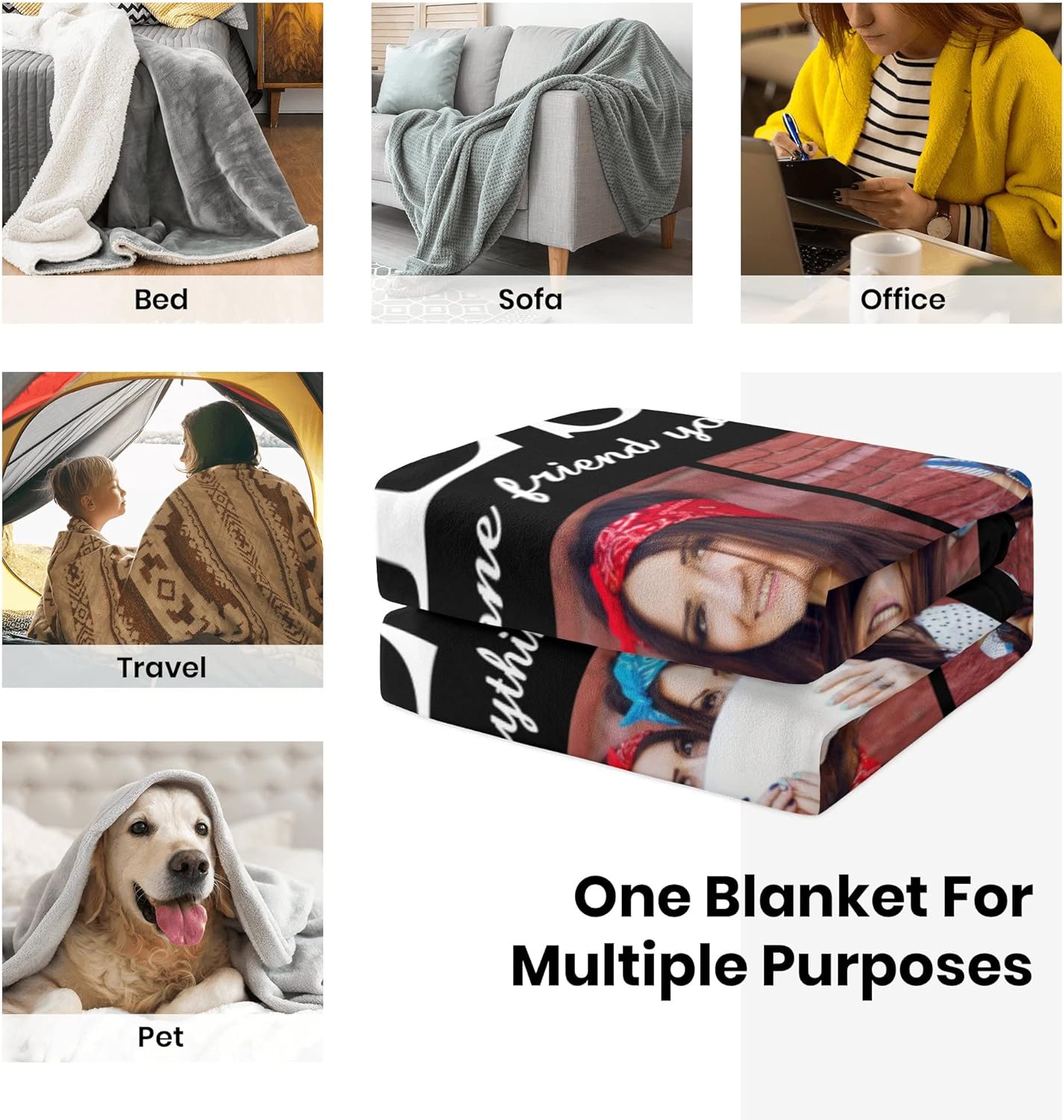 Ship Next Day, Best Friends Birthday Gifts for Women, Personalized Blanket with Photo, Custom Best Friend Blanket, Friendship Gifts for Women Friends, BFF Unique Besties Gifts - Image 7