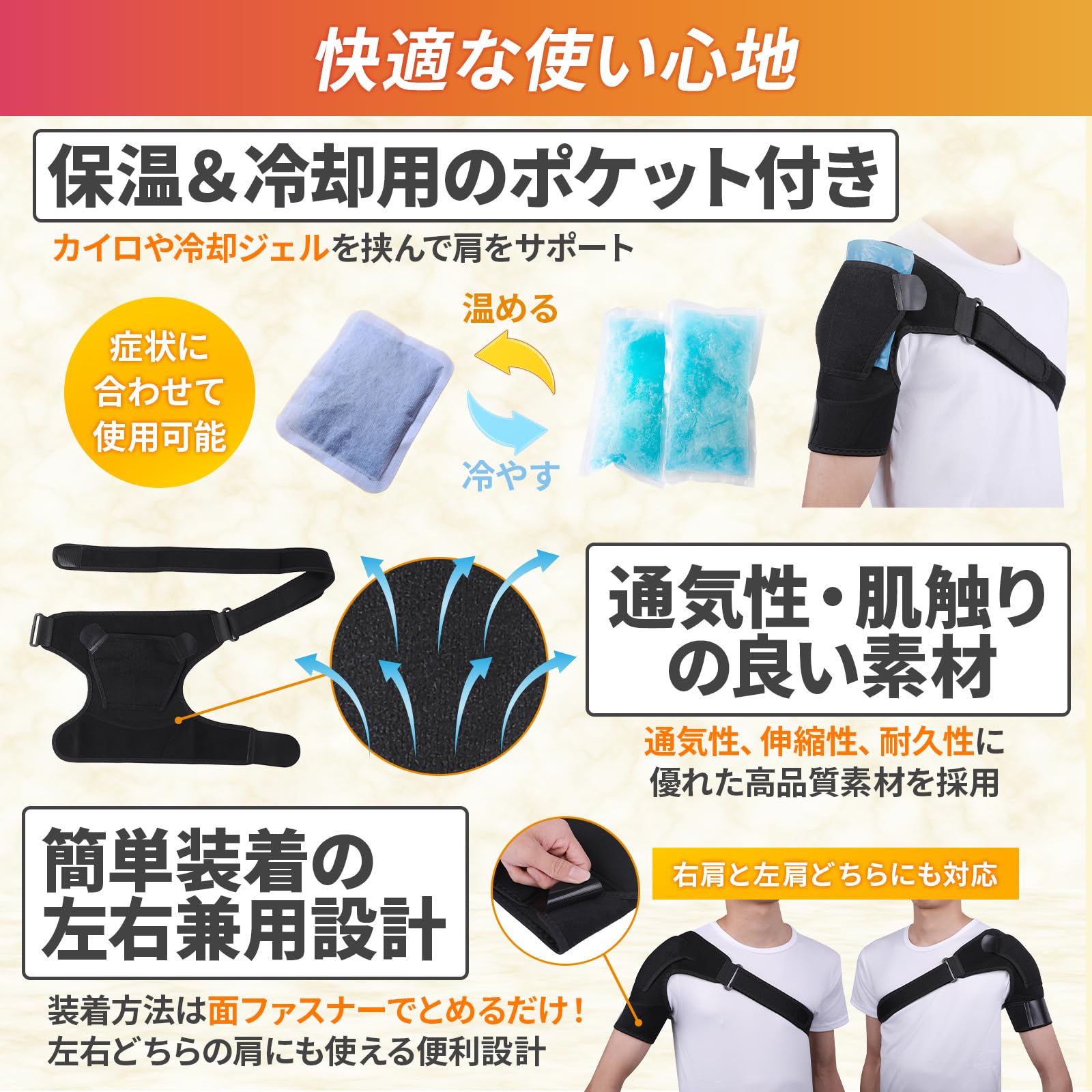 Amazon.co.jp: 【理学療法士監修の5つの機能設計】 肩 サポーター 保冷
