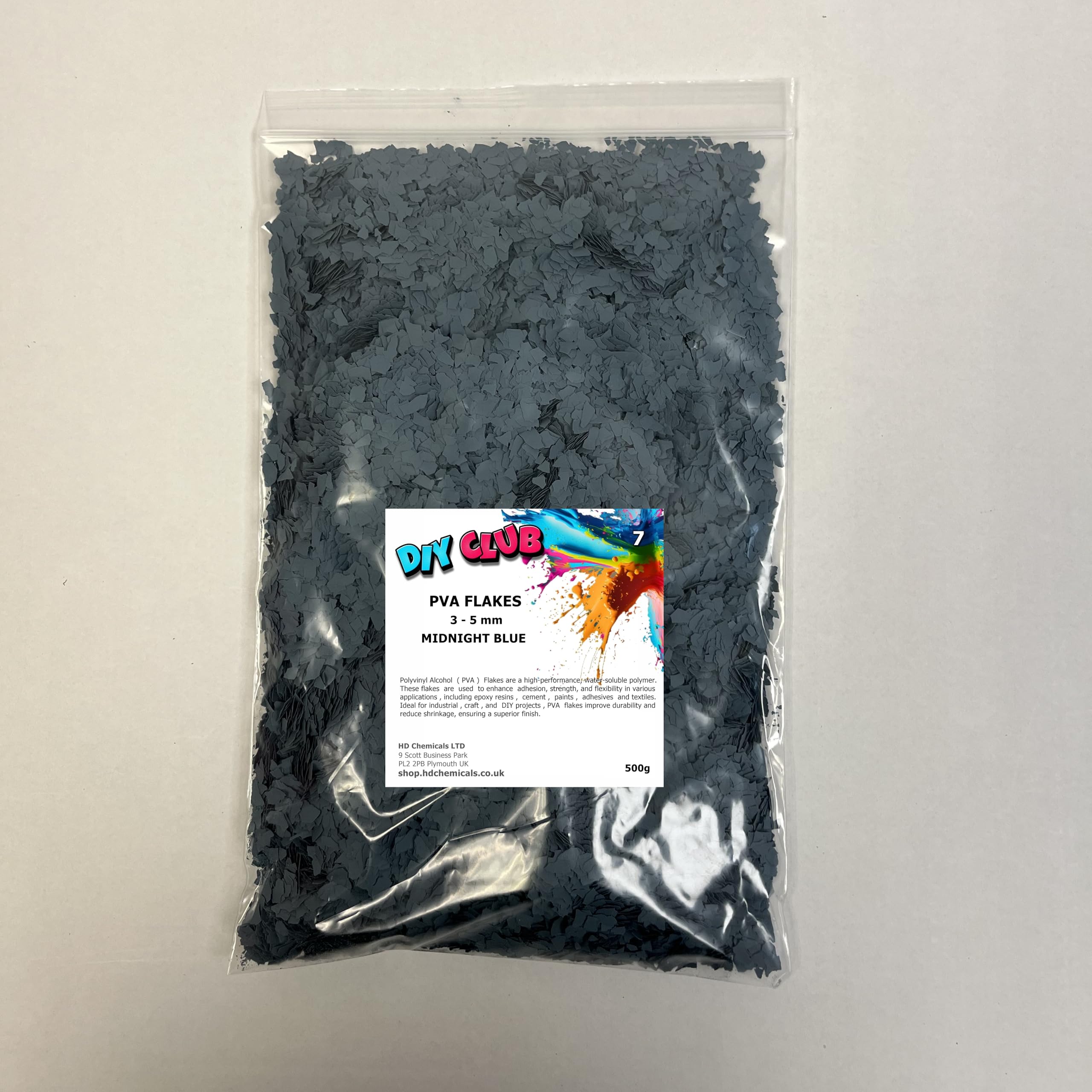 Epoxy Resin PVA CHIPS FLAKES 3-5mm Garage Floor, Decorative Coating, Art and Crafts (MIDNIGHT BLUE, 500)