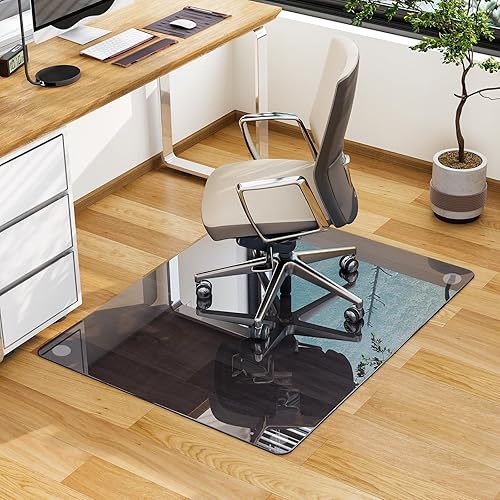 Miniatura 34 de GLSLAND Tapete para silla de vidrio templado de 36 x 46 pulgadas, protector de suelo resistente para alfombras y suelos duros, resistente a